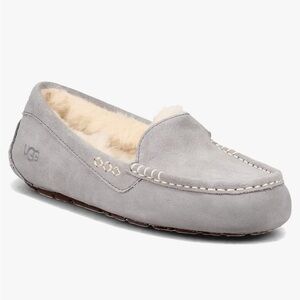 UGG Ansley Slipper gray leather suede sheep fur wool lined 6